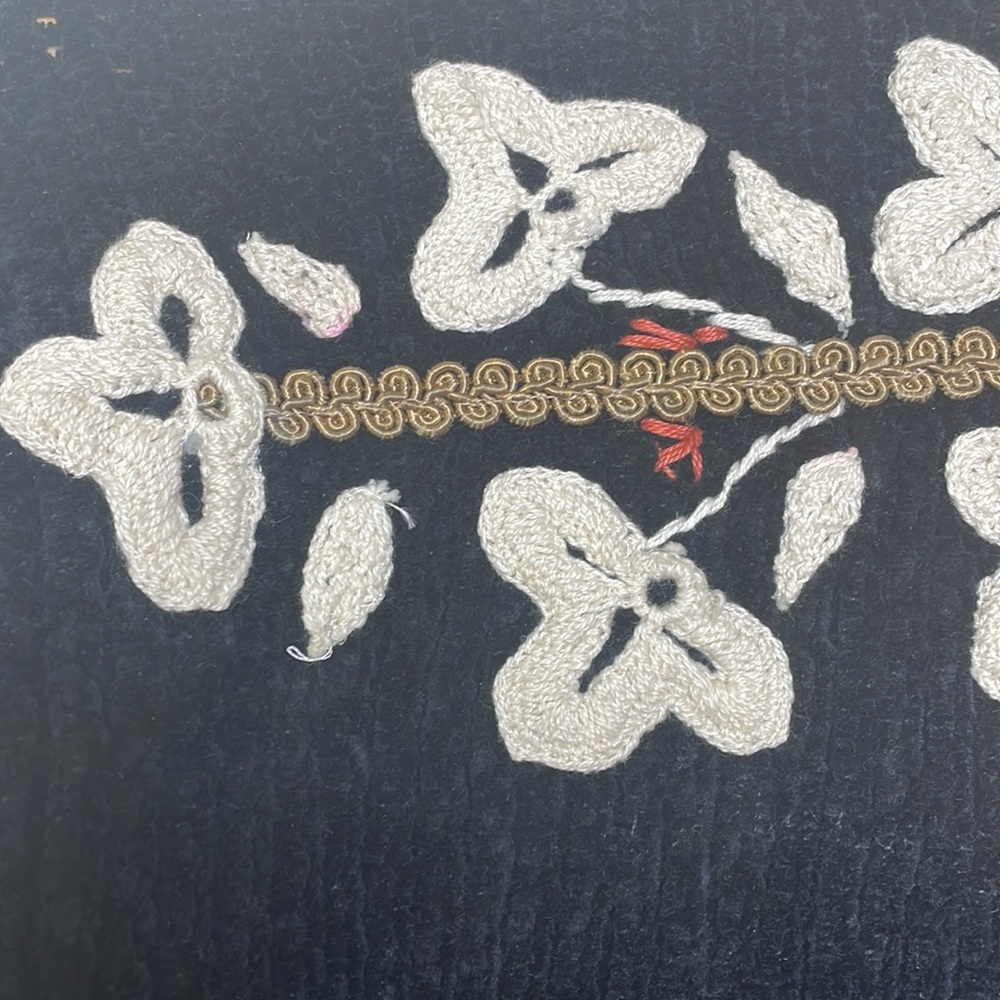 Vintage Sandy Starkman || Chenille Button Front/Ribbon Art Sweater/Jacket - Picture 10 of 17